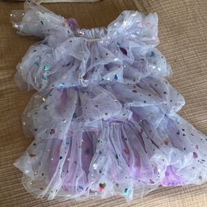 Lola + The Boys Lavender Tulle Dress with Multicolor Heart Accents